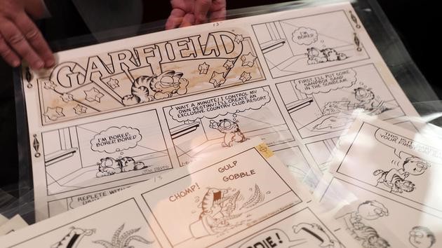 《加菲猫》漫画原稿被拍卖 单幅最高可达21000元